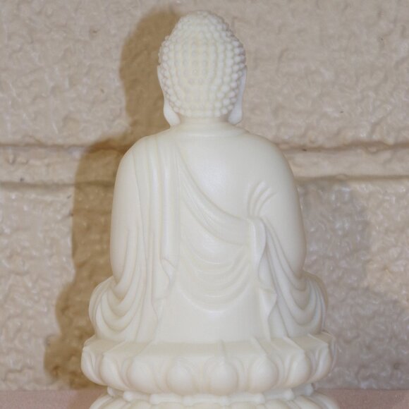 SHAKYAMUNI BUDDHA WHITE STATUE-Dhyana Samadhi-Resin-4.5"-Meditation-Mudra New - Picture 12 of 14
